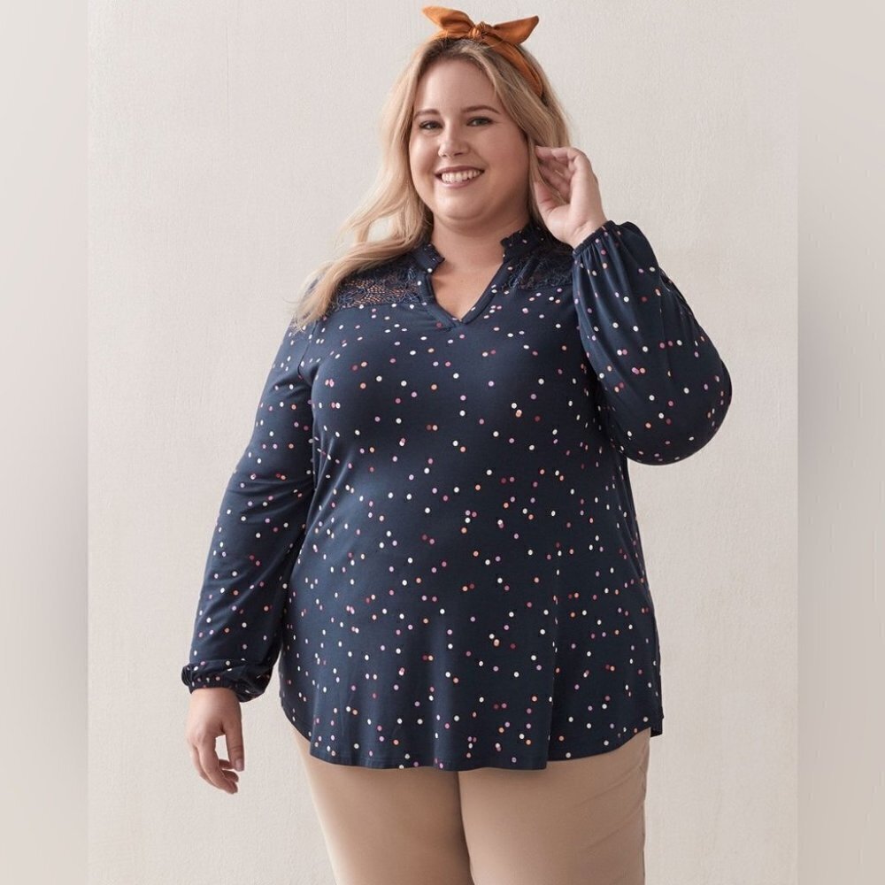 Pennington’s Long Sleeve Top with Lace - In Every  Story Size 3x